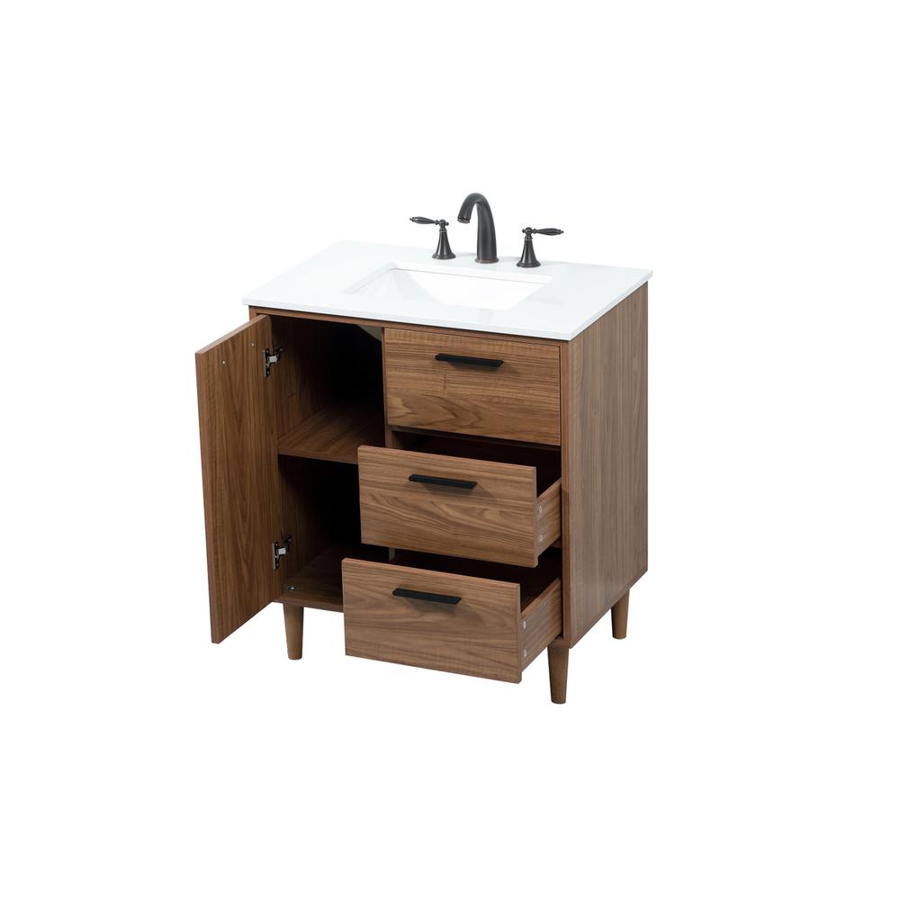 30 inch Single bathroom vanity in walnut brown. Picture 9