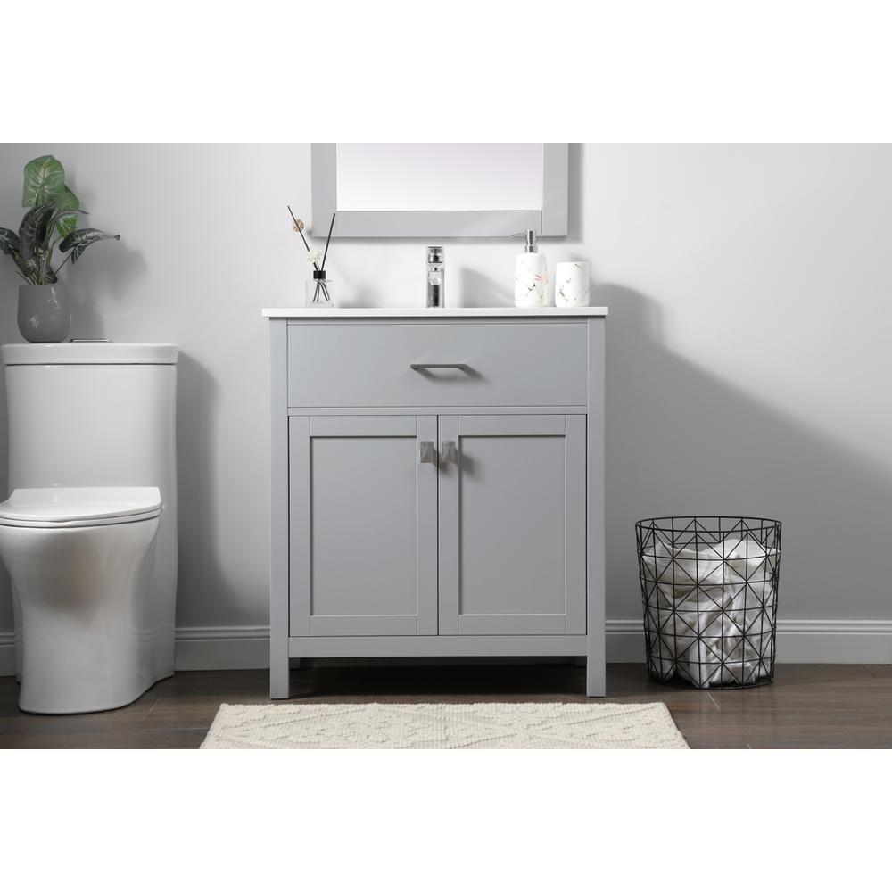 30 Inch SIngle Bathroom Vanity In Grey. Picture 14