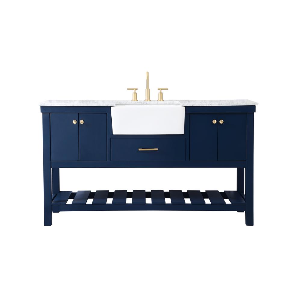 60 inch Single bathroom vanity in blue. Picture 1