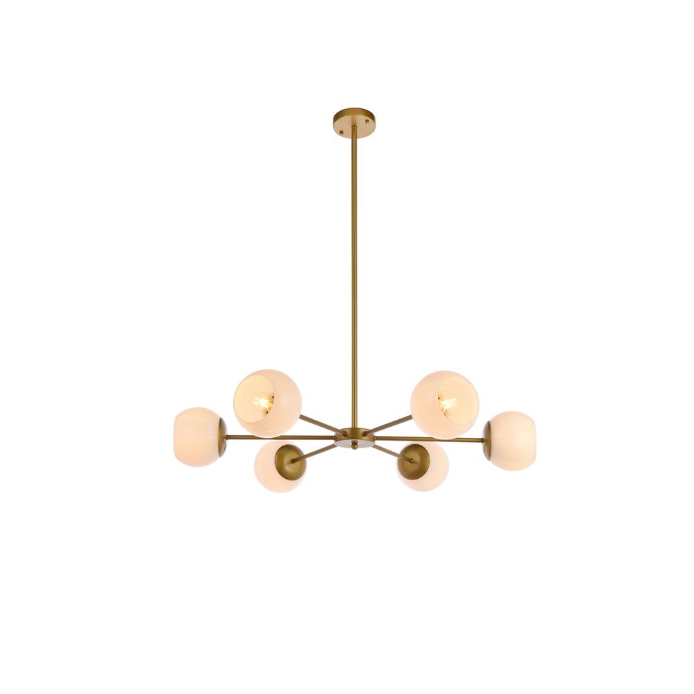 Briggs 36 inch pendant in brass with white shade. Picture 1