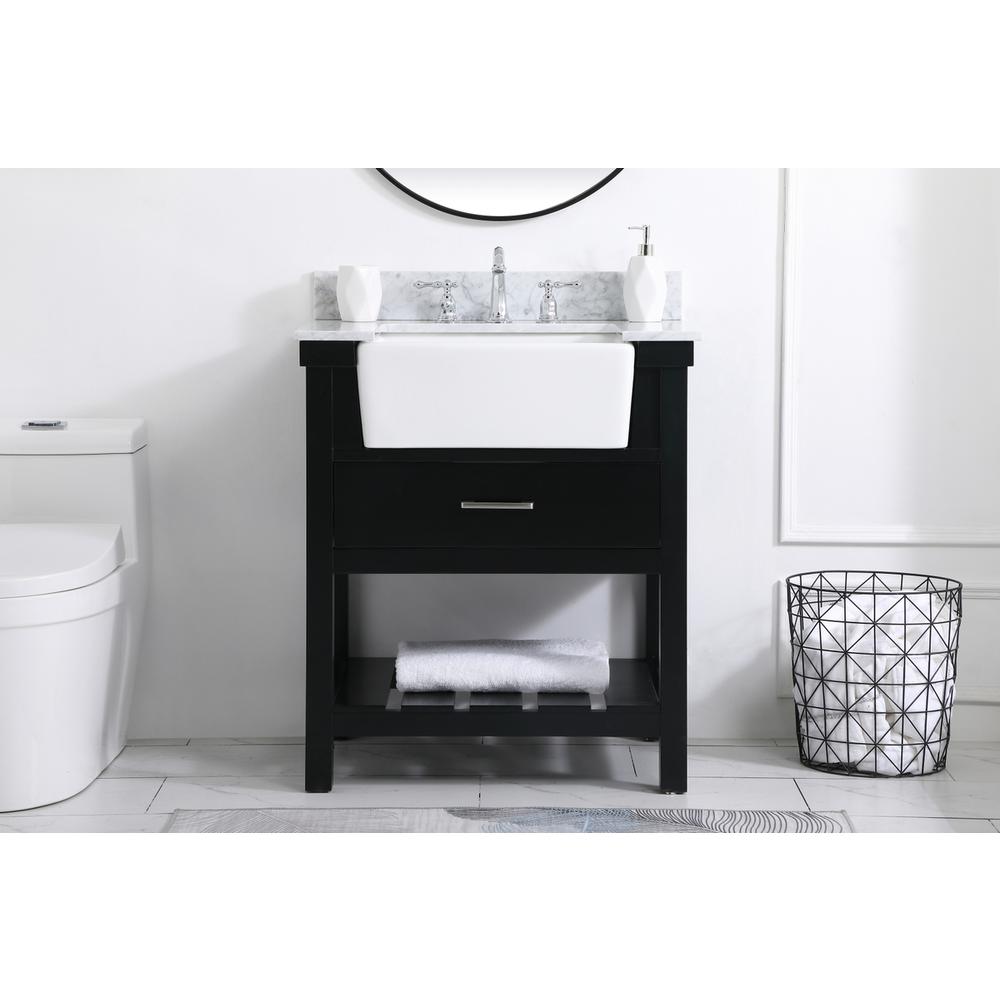 30 inch Single bathroom vanity in black with backsplash. Picture 14