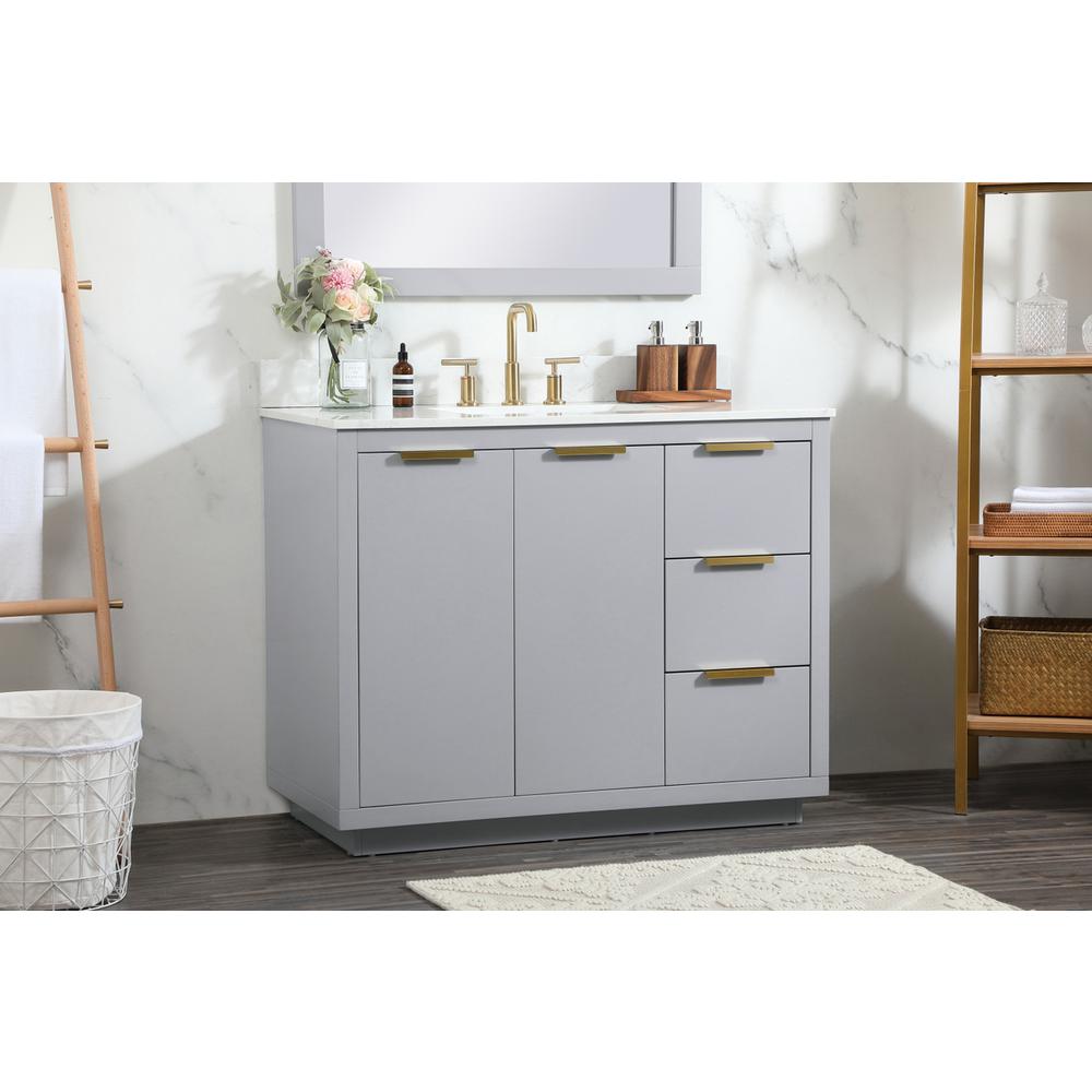 42 inch Single bathroom vanity in grey with backsplash. Picture 2