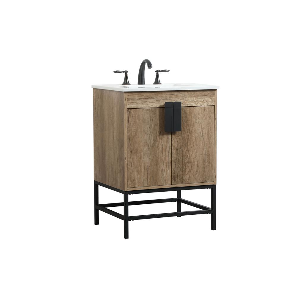 24 inch Single bathroom vanity in natural oak. Picture 7