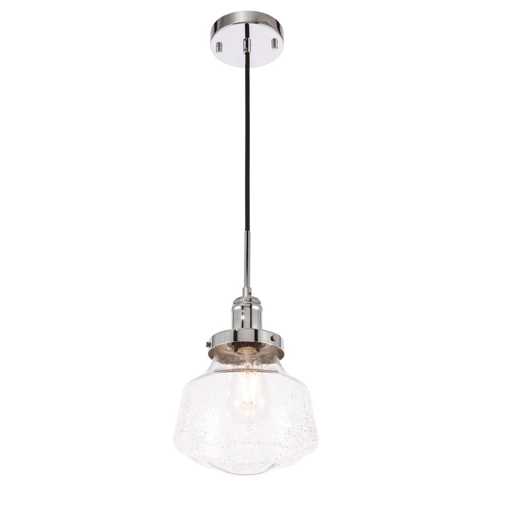 Lyle 1 Light Chrome And Clear Seeded Glass Pendant. Picture 7