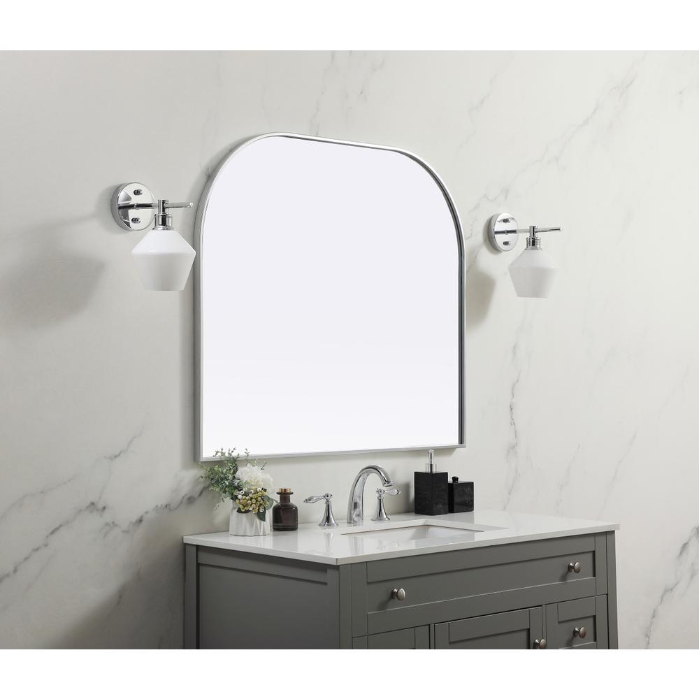 Metal Frame Arch Mirror 40x34 Inch in Silver. Picture 2