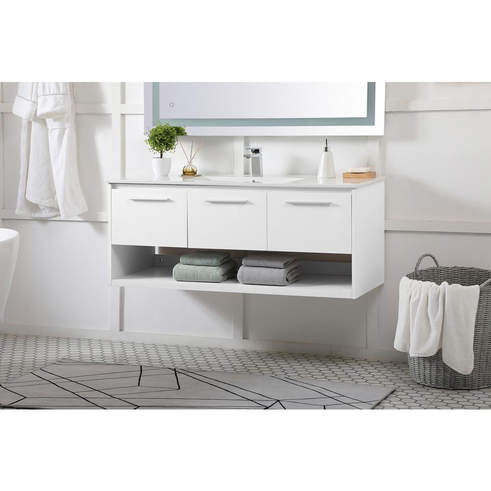 48 inch  Single Bathroom Floating Vanity in White. Picture 2