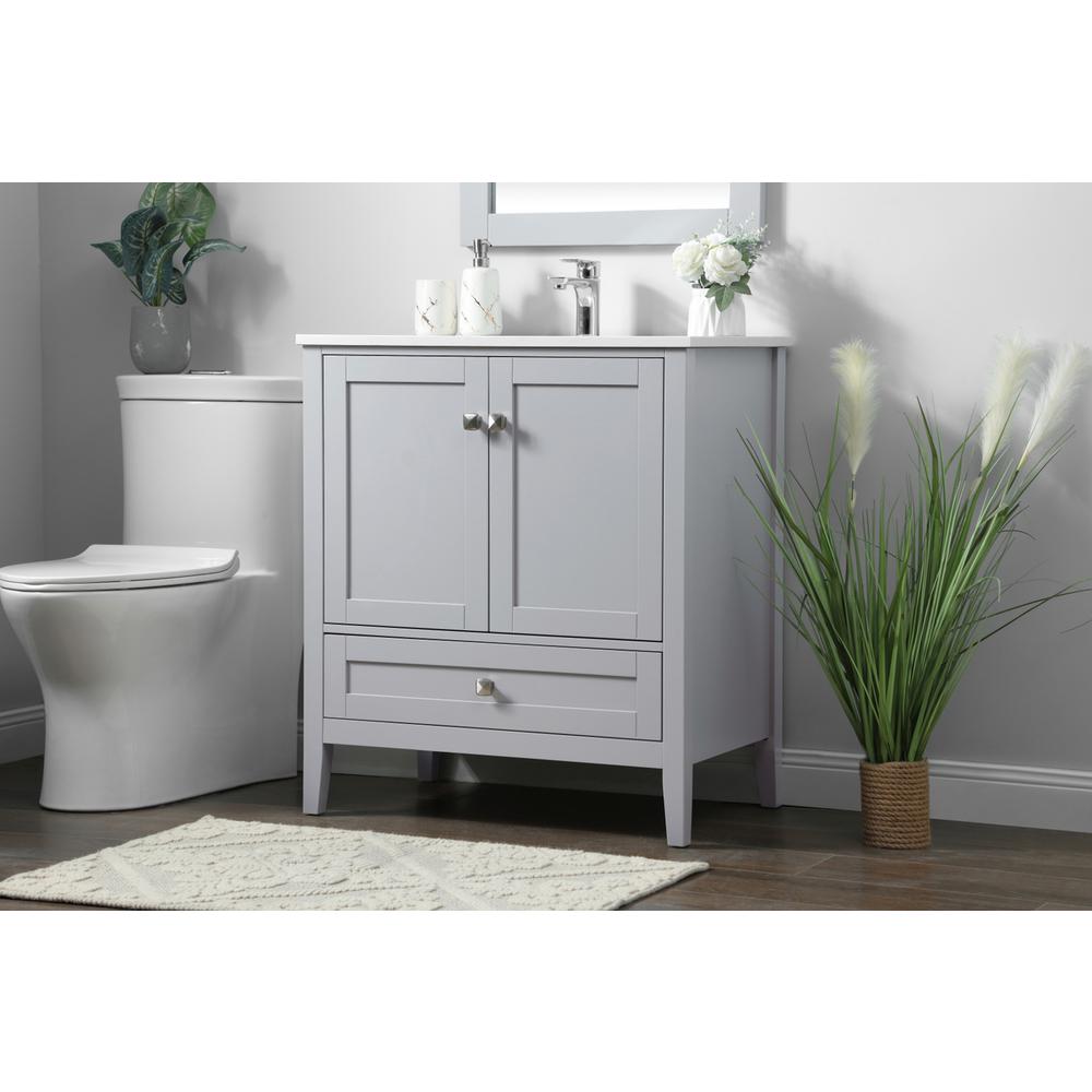 30 Inch SIngle Bathroom Vanity In Grey. Picture 2