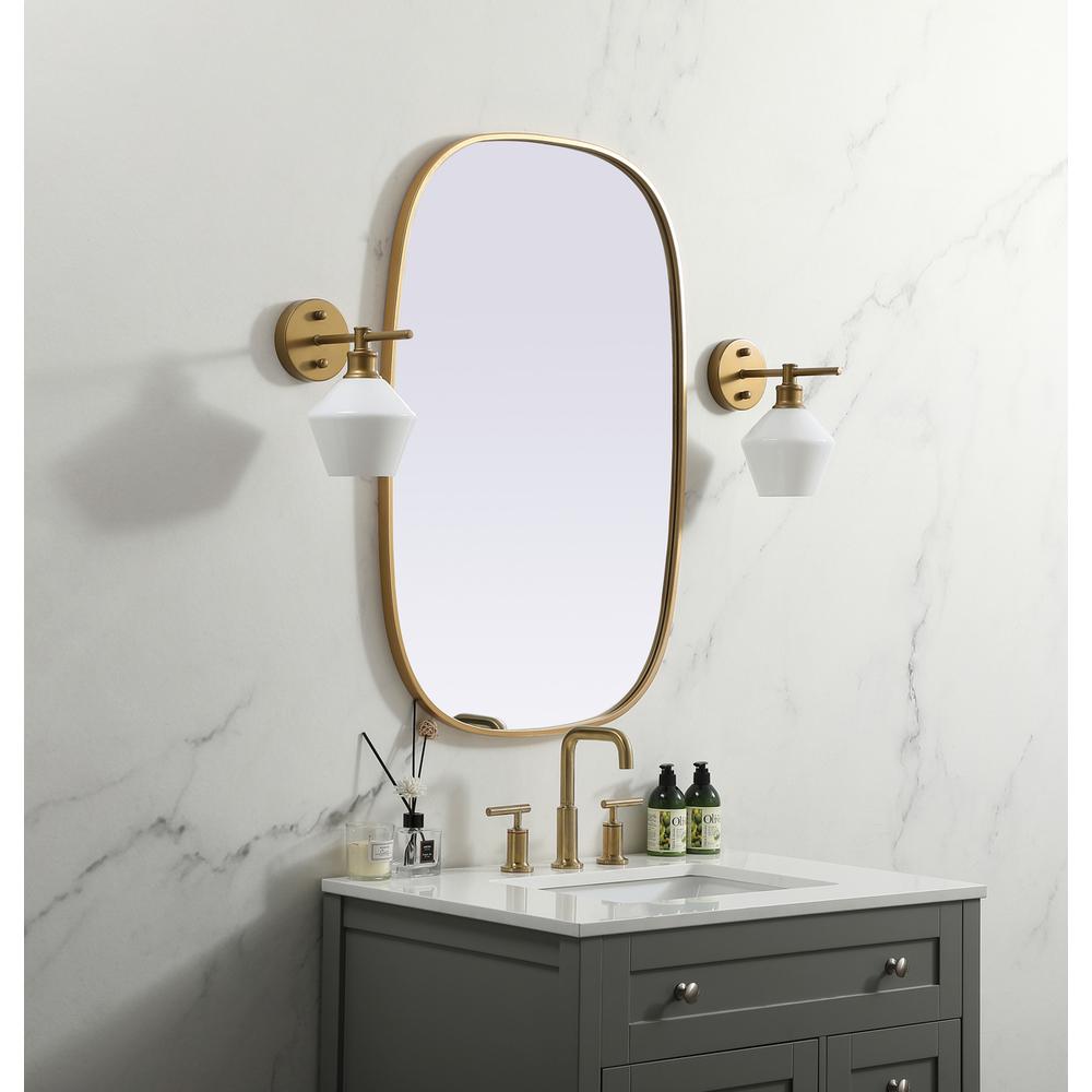 Metal Frame Oval Mirror 24x36 Inch in Brass. Picture 2