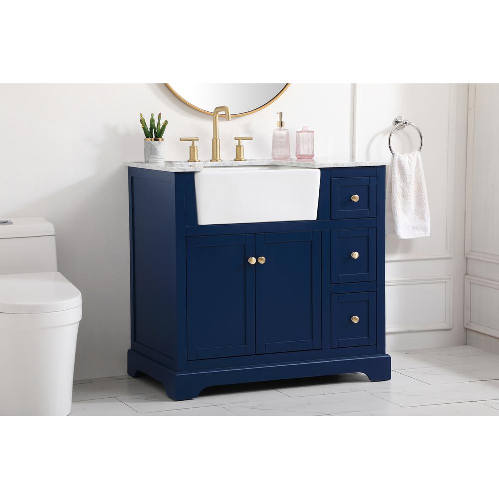 36 inch Single bathroom vanity in blue. Picture 2