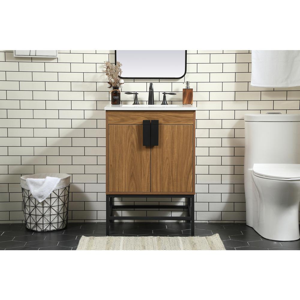 24 inch Single bathroom vanity in walnut brown. Picture 14