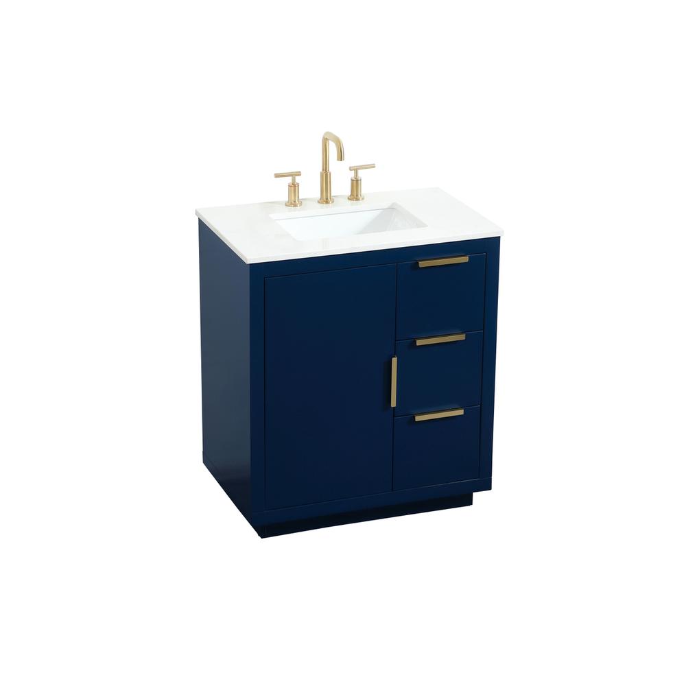 30 inch Single bathroom vanity in blue. Picture 8