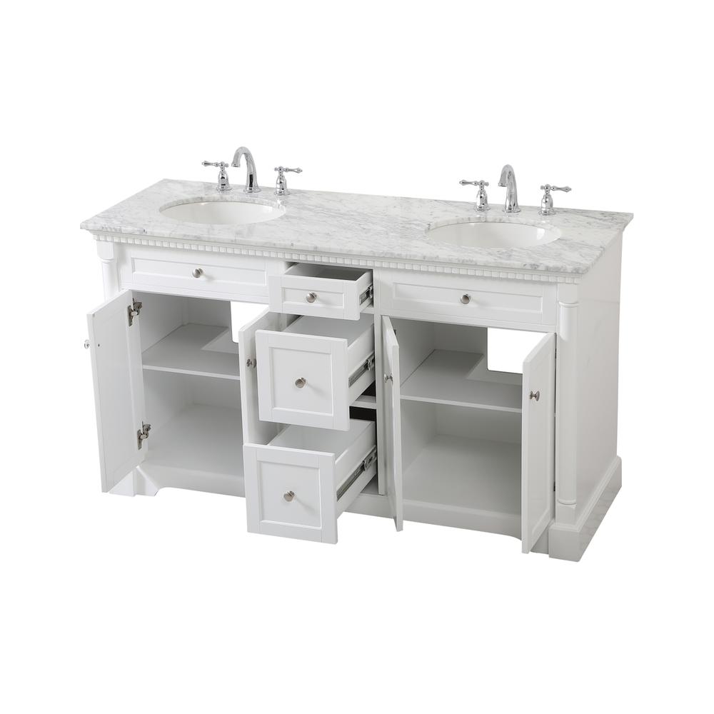 60 inch double bathroom vanity in White. Picture 9