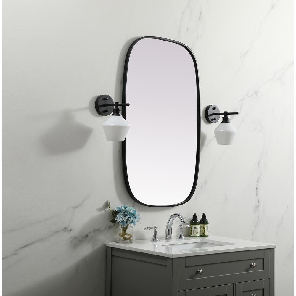 Metal Frame Oval Mirror 24x40 Inch in Black. Picture 2