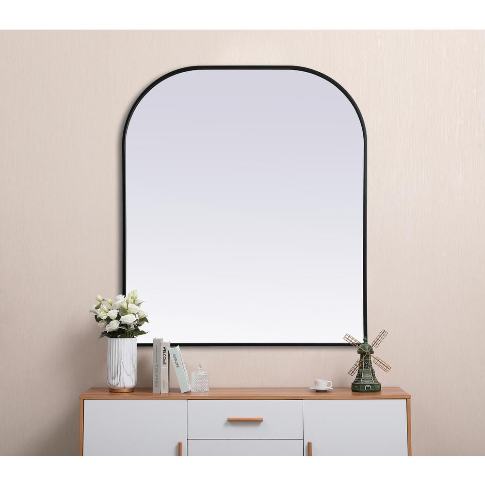 Metal Frame Arch Mirror 36x42 Inch in Black. Picture 3