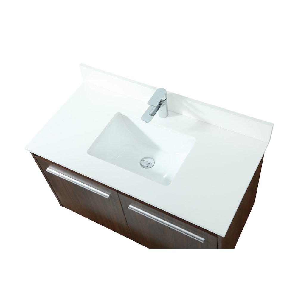 36 Inch Single Bathroom Vanity In Walnut With Backsplash. Picture 11