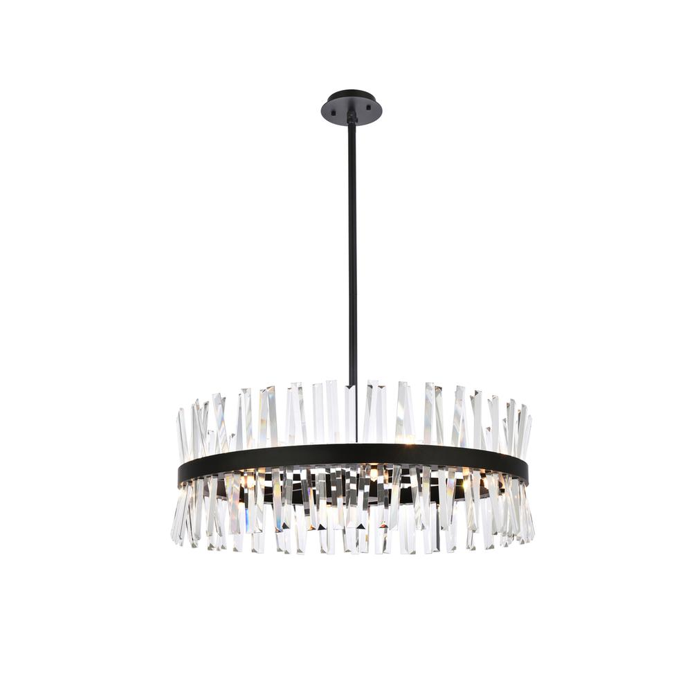 Serephina 32 inch crystal round chandelier light in black. Picture 1