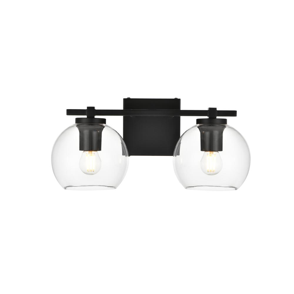 Juelz 2 light Black and Clear Bath Sconce. Picture 1