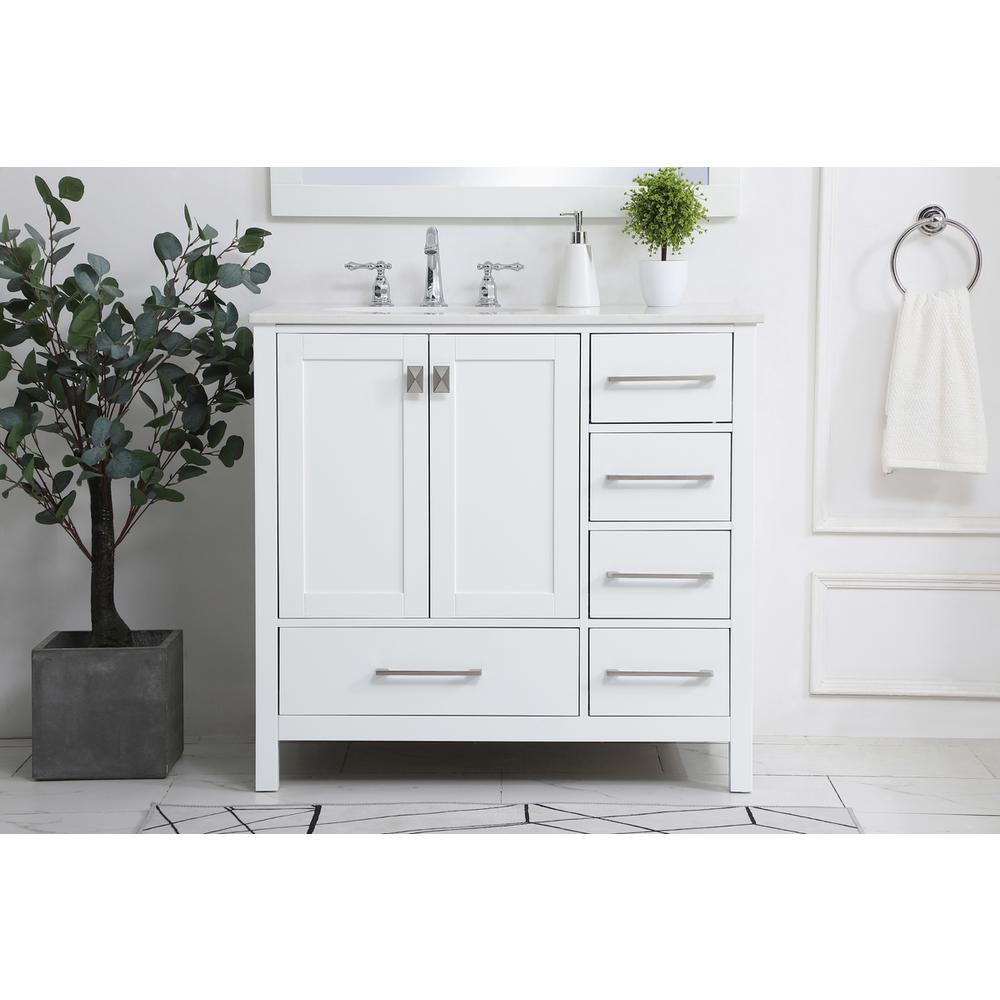 36 inch Single Bathroom Vanity in White. Picture 14