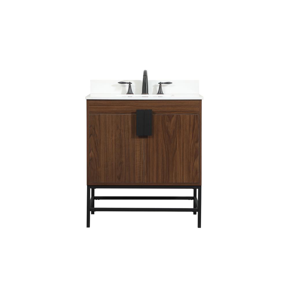 30 inch Single bathroom vanity in walnut with backsplash. Picture 1