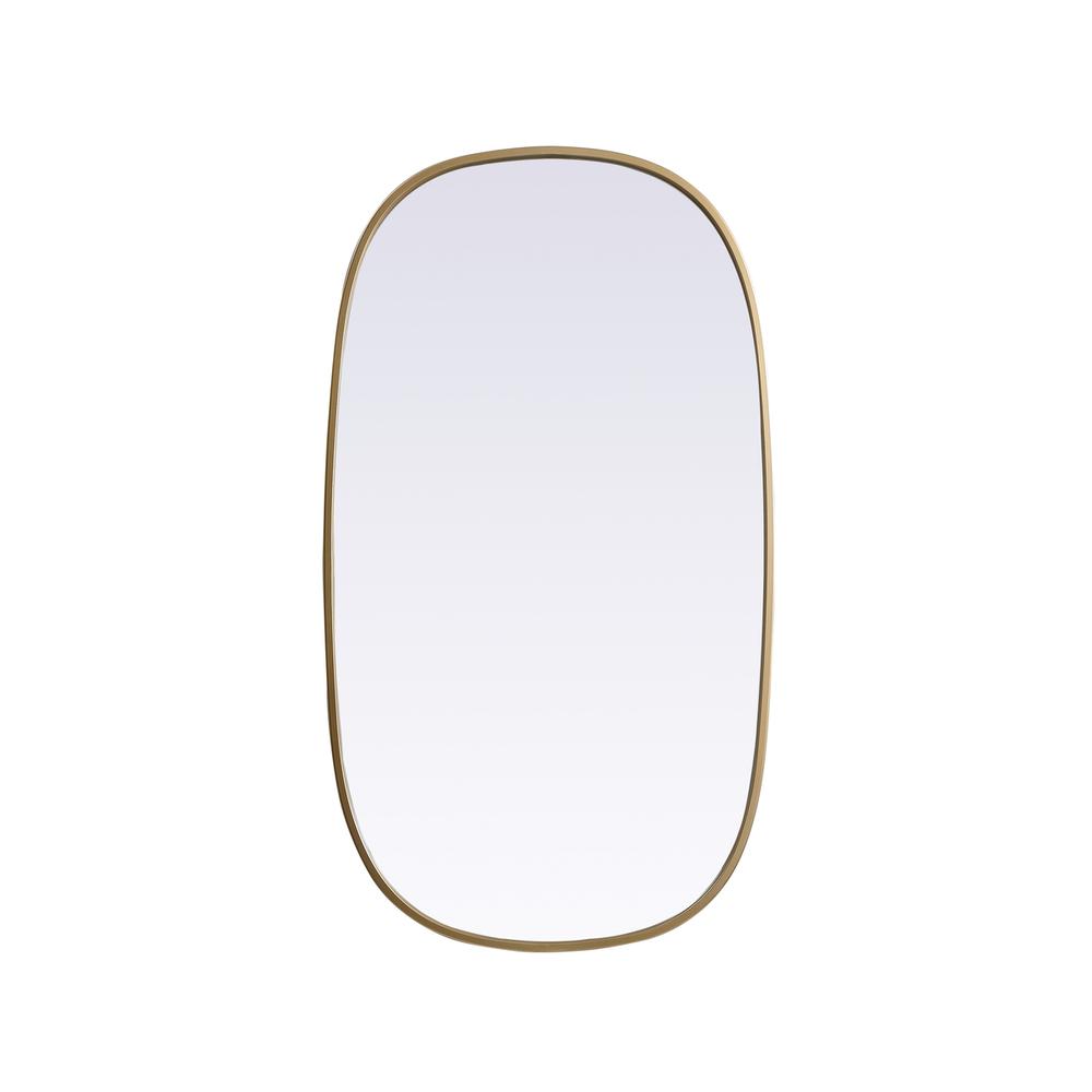 Metal Frame Oval Mirror 20x36 Inch in Brass. Picture 1