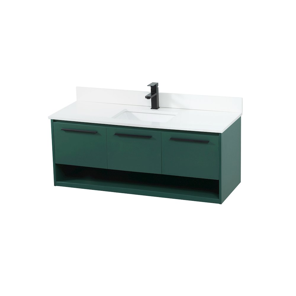48 Inch Single Bathroom Vanity In Green With Backsplash. Picture 9