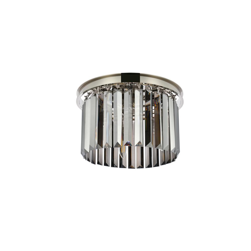 Sydney 3 light polished nickel Flush Mount Silver Shade (Grey) Royal Cut Crystal. Picture 6