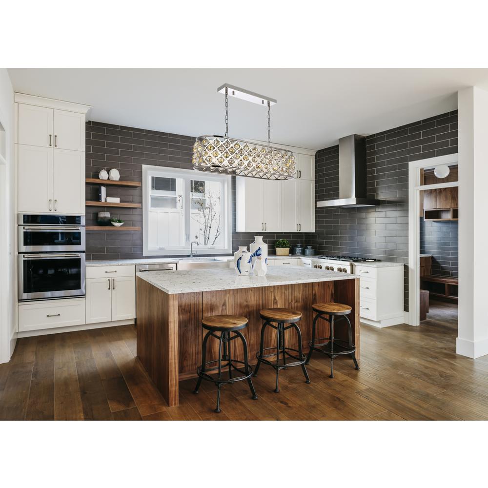 Madison 6 light polished Nickel Chandelier Golden Teak (Smoky) Royal Cut Crystal. Picture 7