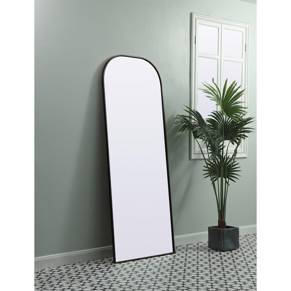 Metal Frame Arch Full Length Mirror 28x74 Inch in Black. Picture 2