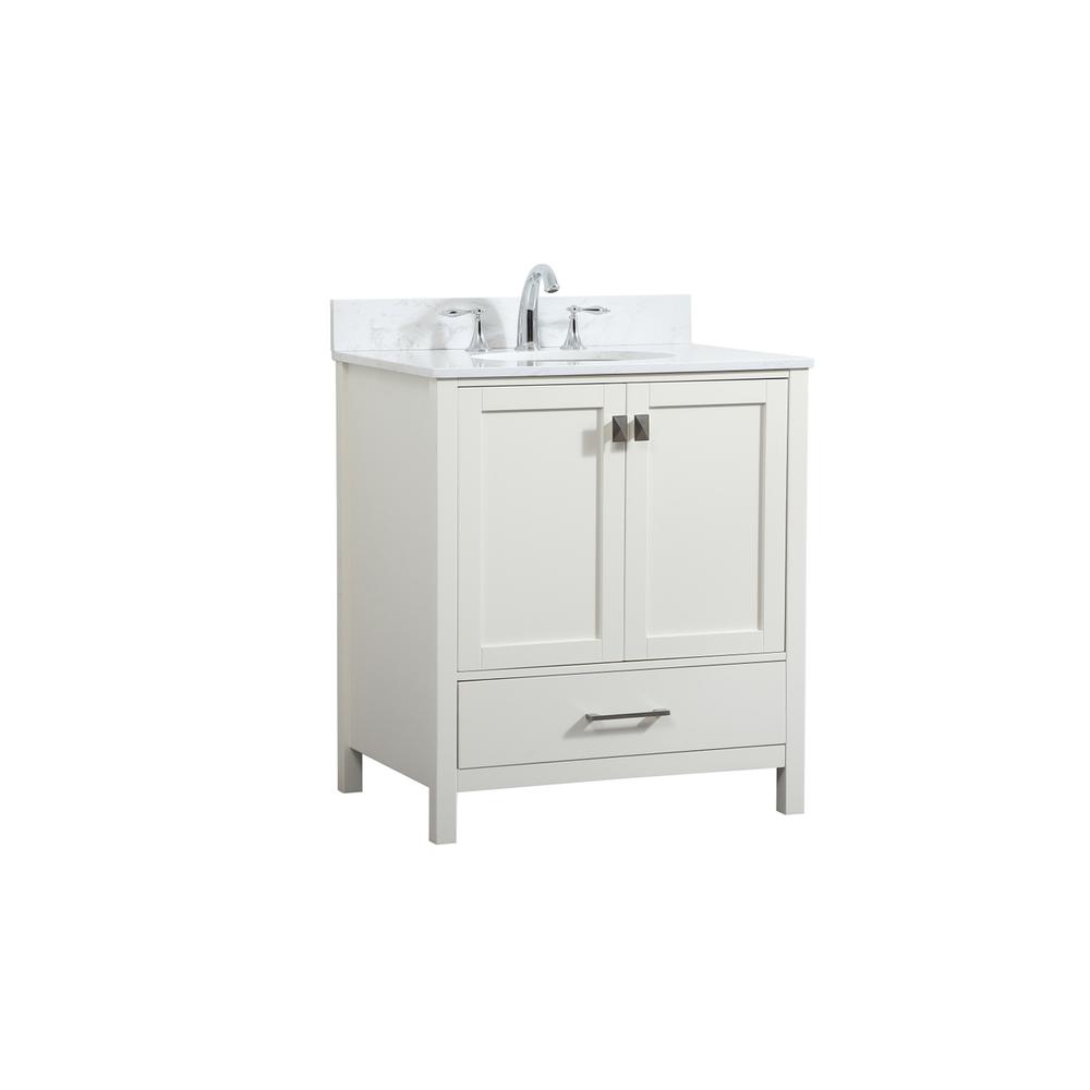 30 inch Single bathroom vanity in white with backsplash. Picture 7