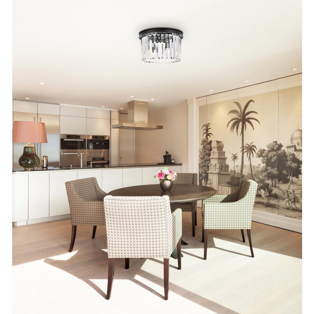 Sydney 3 light Matte Black Flush Mount Clear Royal Cut Crystal. Picture 7