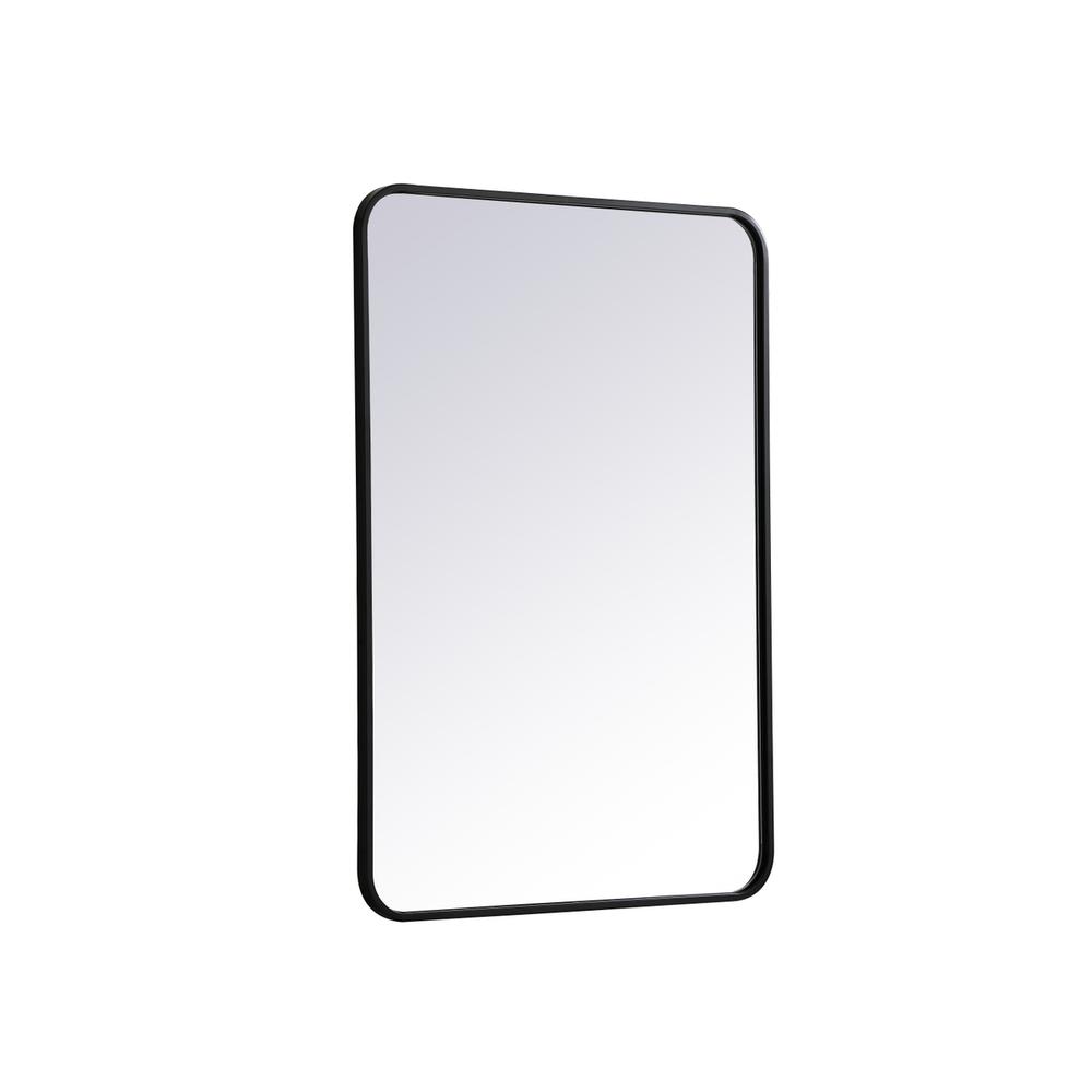 Soft corner metal rectangular mirror 24x36 inch in Black. Picture 7