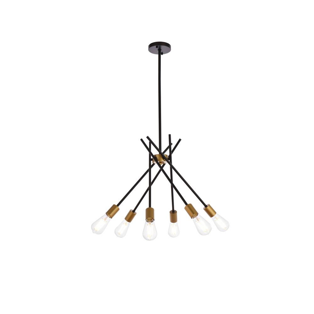Lucca 23 inch pendant in black and brass. Picture 1