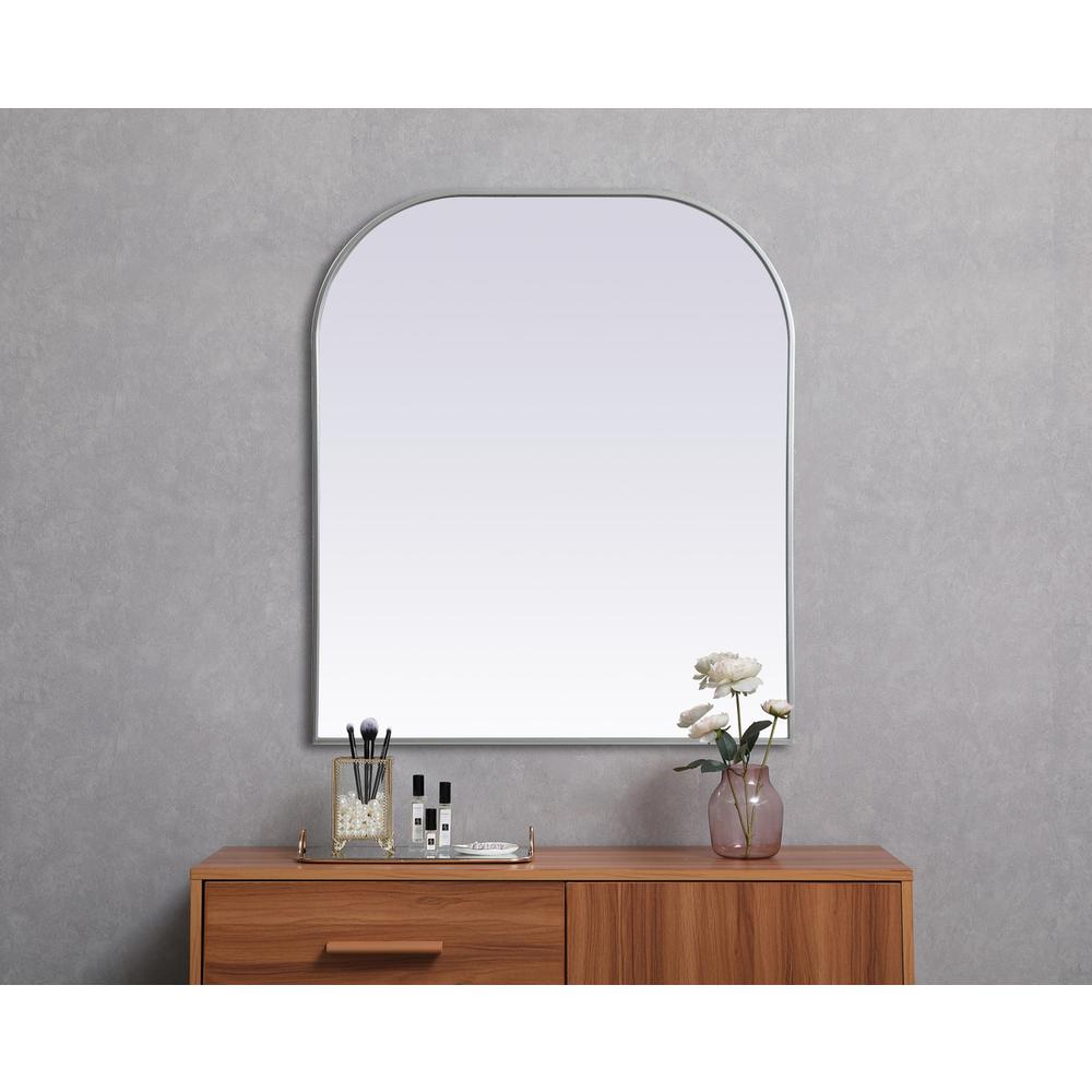 Metal Frame Arch Mirror 36x42 Inch in Silver. Picture 3