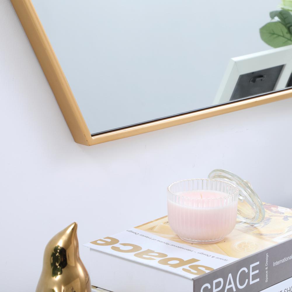 Metal frame hexagon mirror 41 inch in Brass. Picture 10