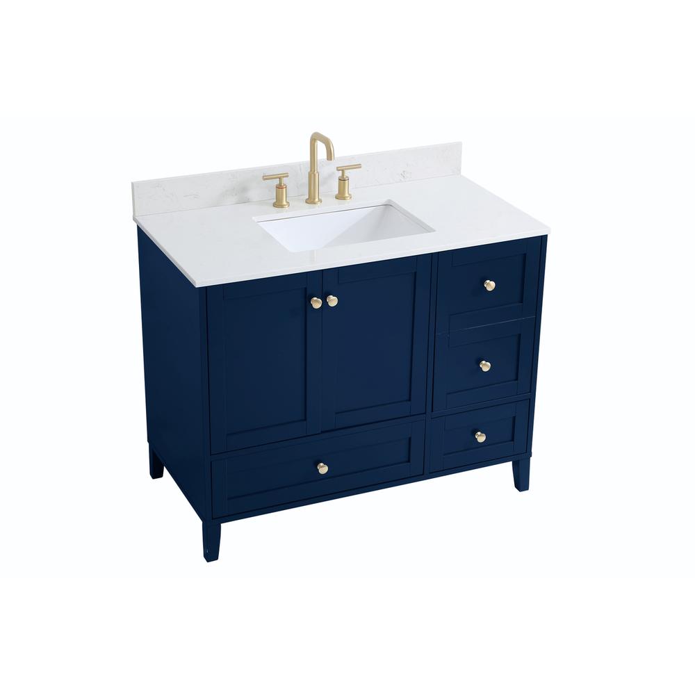 42 inch Single Bathroom Vanity in Blue with Backsplash. Picture 8