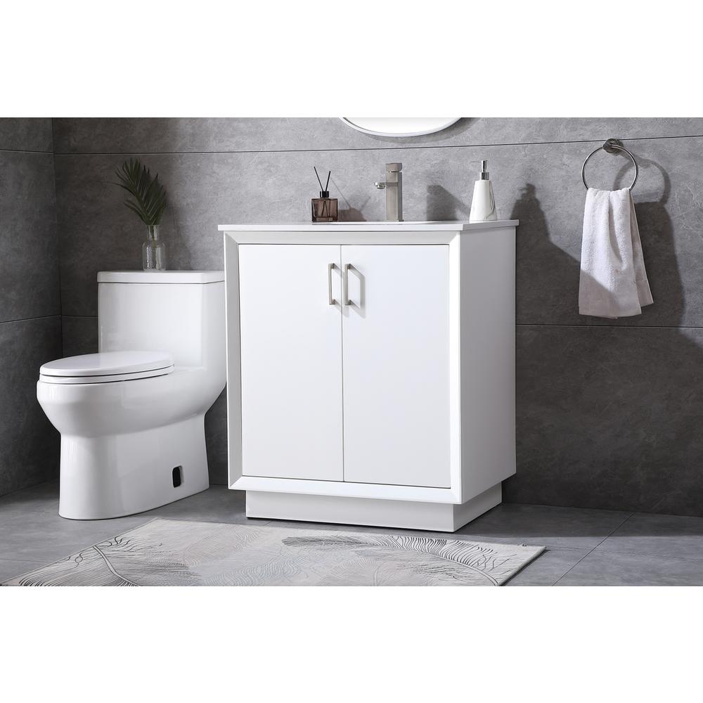 30 Inch SIngle Bathroom Vanity In White. Picture 2