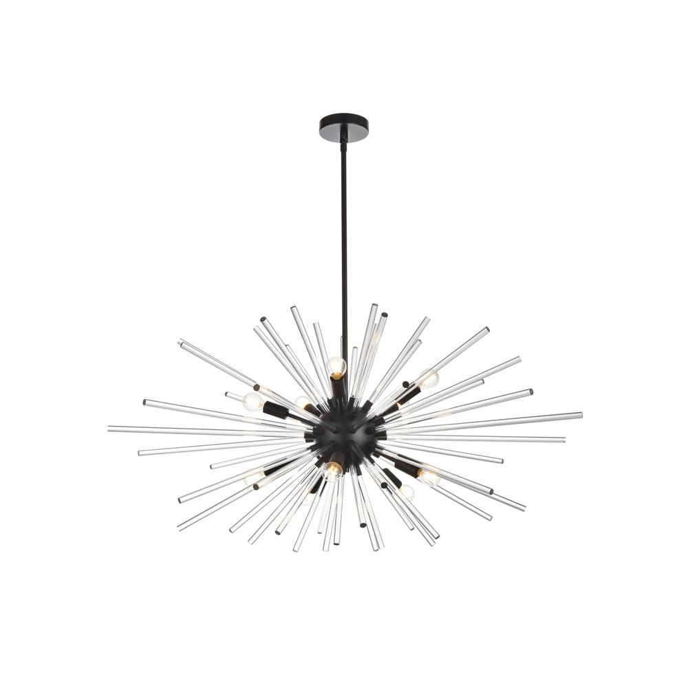 Sienna 42 inch crystal rod pendant in black. Picture 1