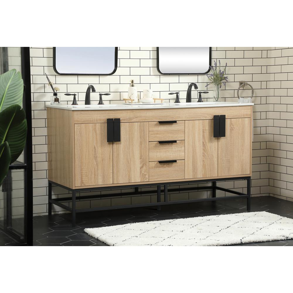60 inch double bathroom vanity in mango wood. Picture 2