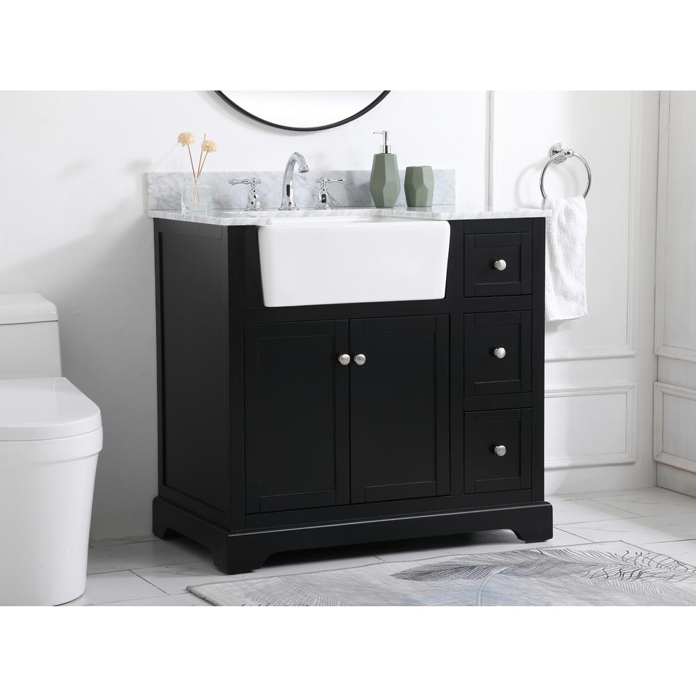 36 inch Single bathroom vanity in black with backsplash. Picture 2