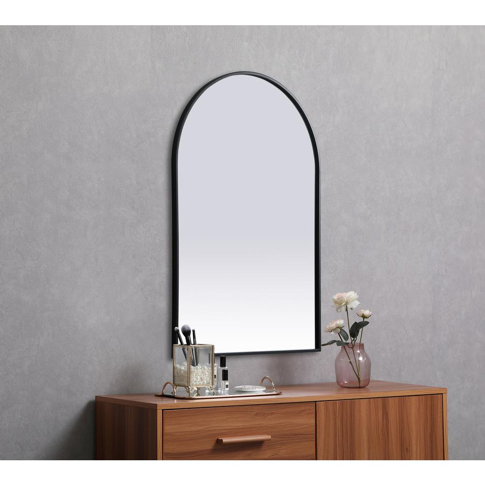 Metal Frame Arch Mirror 27x40 Inch in Black. Picture 4