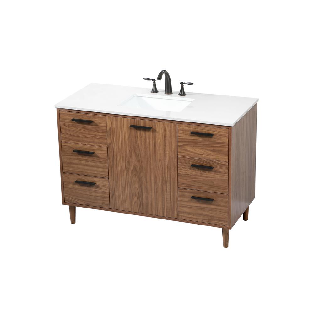 48 inch Single bathroom vanity in walnut brown. Picture 8
