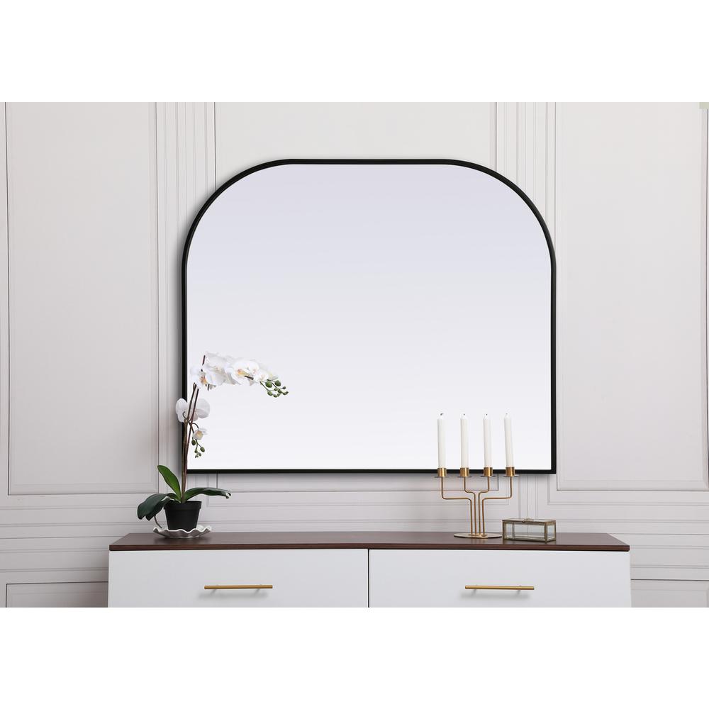 Metal Frame Arch Mirror 40x34 Inch in Black. Picture 3