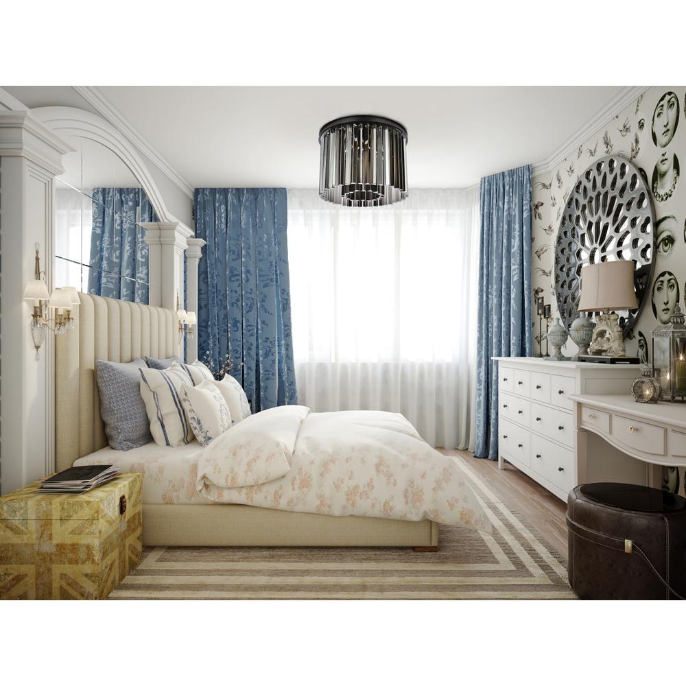 Sydney 6 light Matte Black Flush Mount Silver Shade (Grey) Royal Cut Crystal. Picture 7