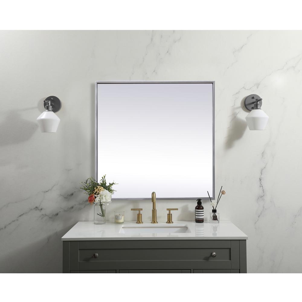 Metal Frame Square Mirror 24 inch in Silver. Picture 9
