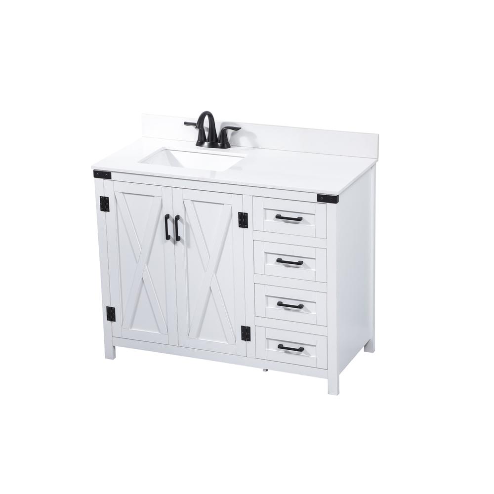 42 inch Single bathroom vanity in white with backsplash. Picture 8
