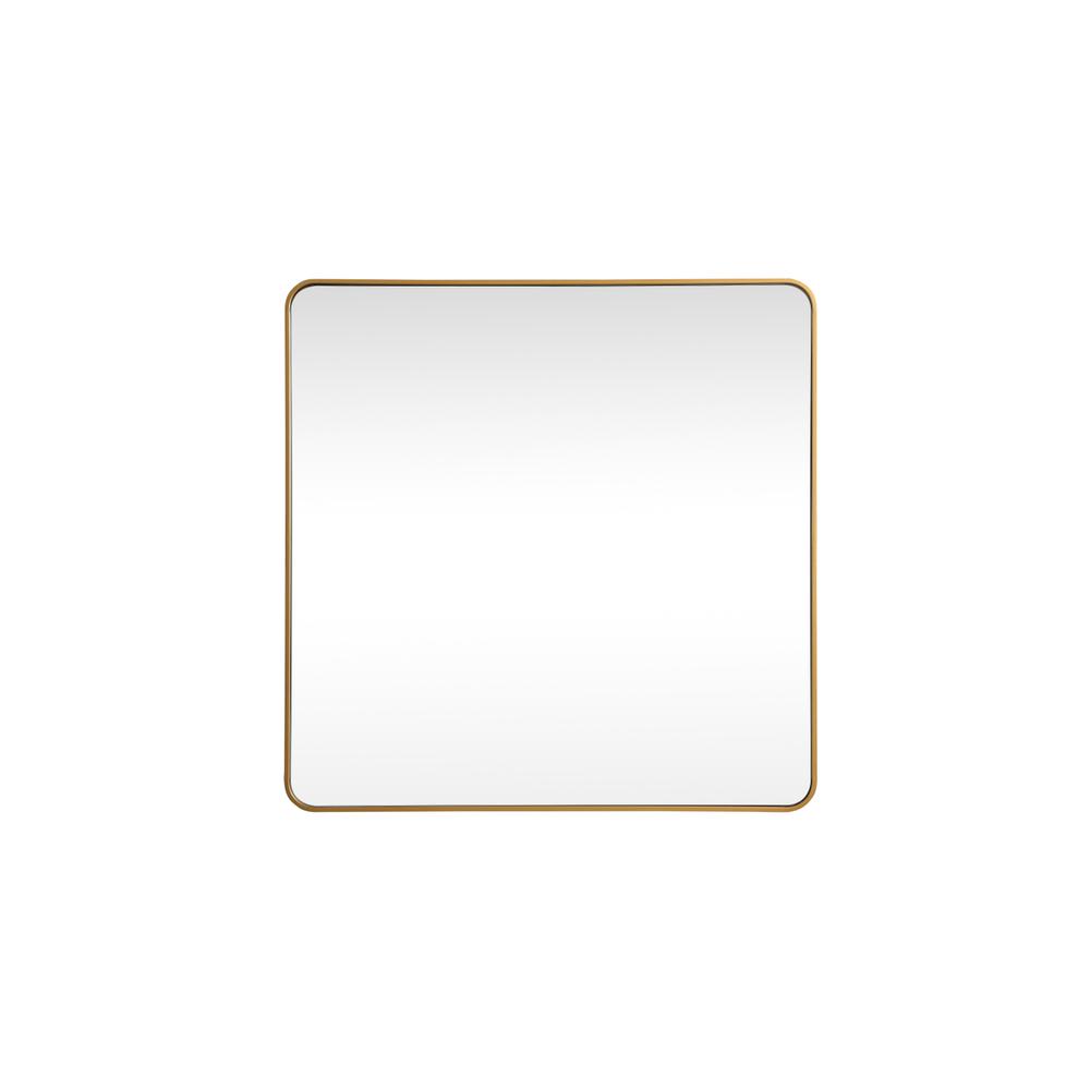 Soft corner metal square mirror 48x48 inch in Brass. Picture 1