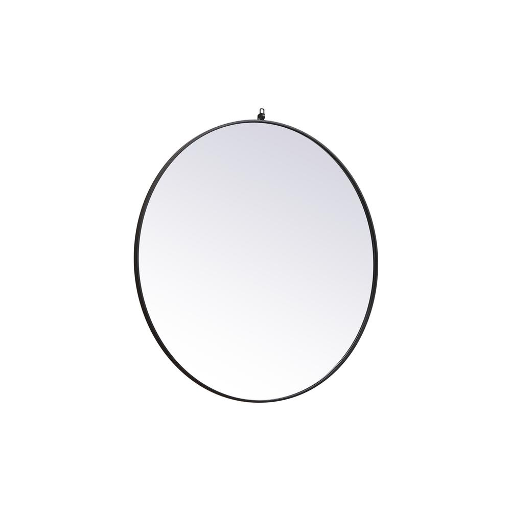 Metal frame round mirror with decorative hook 45 inch in Black. Picture 5