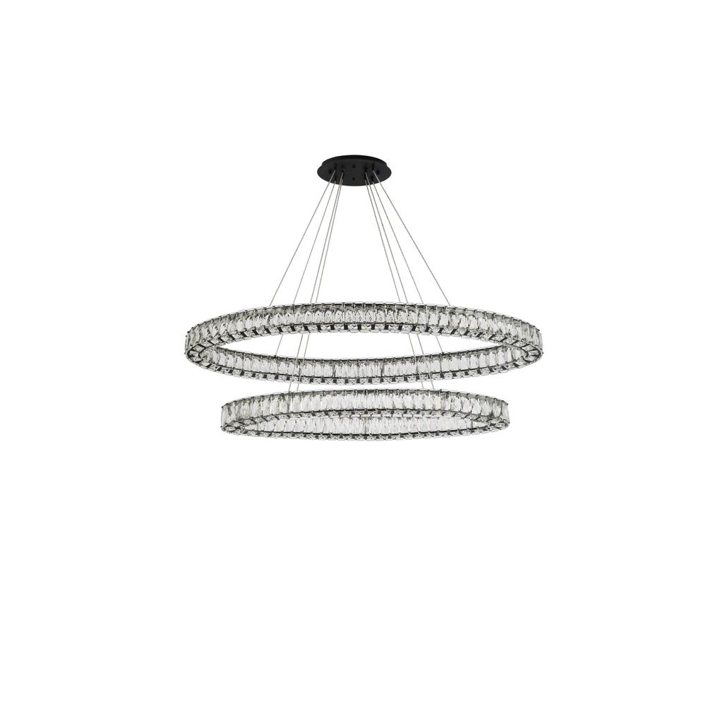 Monroe 48 inch LED oval double ring pendant in black. Picture 6