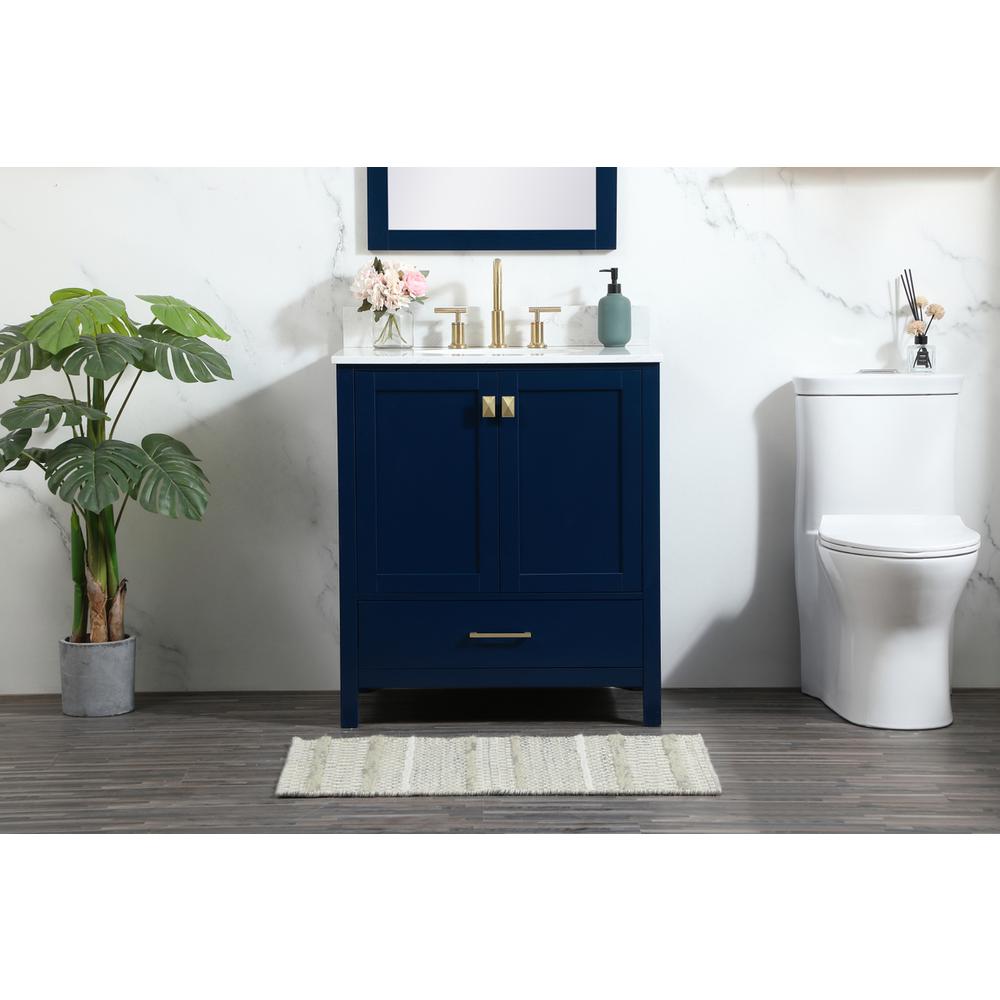 30 inch Single bathroom vanity in blue with backsplash. Picture 14