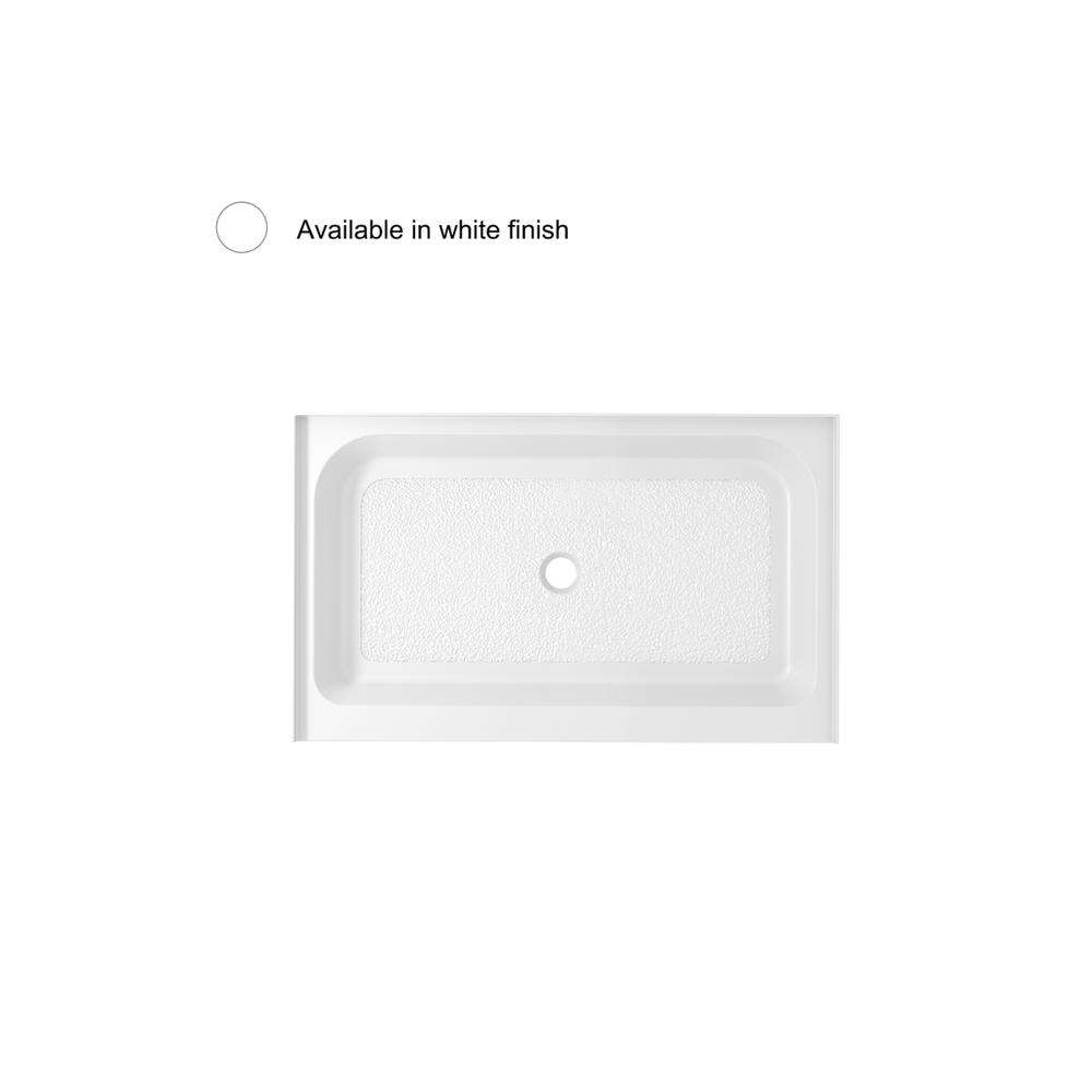 48x32 inch Single threshold shower tray center drain in glossy white. Picture 11